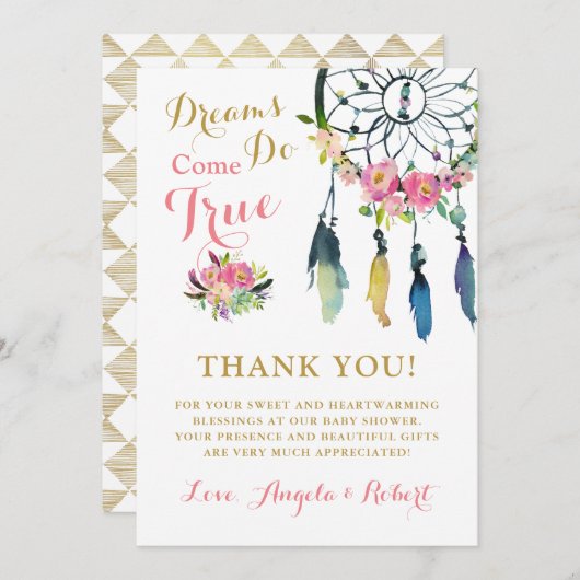 Boho Dream Catcher Baby Dusche Danke Karte (Vorne/Hinten)