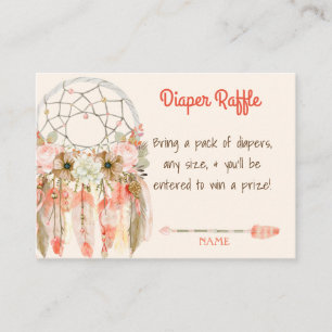 Boho Dream Catcher Baby Shower Windel-Raffle Begleitkarte