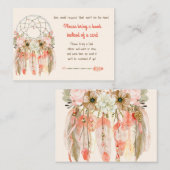 Boho Dream Catcher Babydusche Buchungsanfrage Begleitkarte (Vorne/Hinten)