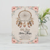 Boho Dream Catcher Boy Rustic Baby Shower Einladung (Stehend Vorderseite)