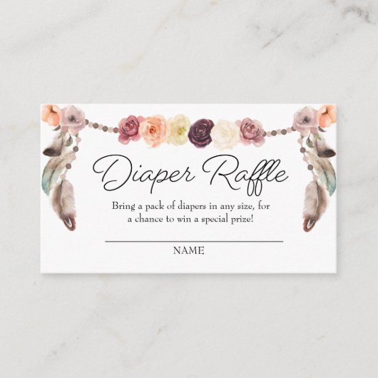 Boho Dream Catcher Diaper Raffle Umschließungskart Begleitkarte (Vorderseite)