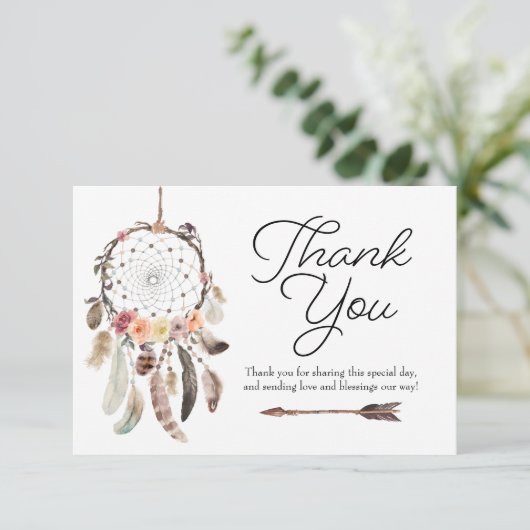 Boho Dream Catcher Dusky Dankeschön Karte (Stehend Vorderseite)