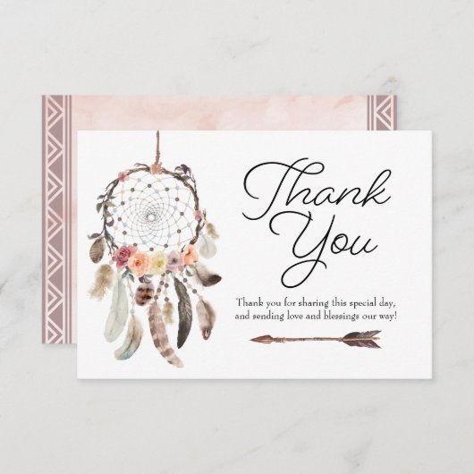 Boho Dream Catcher Dusky Dankeschön Karte (Vorne/Hinten)