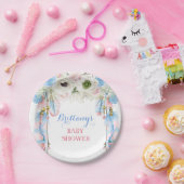 Boho Dream Catcher Feather Tribal Blue Pink Pappteller (Party)