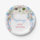 Boho Dream Catcher Feather Tribal Blue Pink Pappteller (Vorderseite)