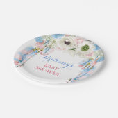 Boho Dream Catcher Feather Tribal Blue Pink Pappteller (Schrägansicht)