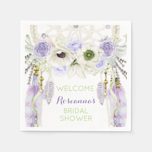 Boho Dream Catcher Feather Tribal Lavender Serviette (Vorderseite)