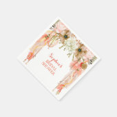 Boho Dream Catcher Feather Tribal Peach Coral Serviette (Ecke)