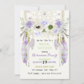 Boho Dream Catcher Feathers Lavender Green Einladung (Vorderseite)