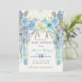 Boho Dream Catcher Federn Türkisblaue Minze Einladung (Stehend Vorderseite)