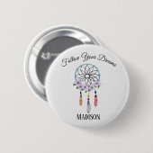 Boho Dream Catcher Floral Blume Feathers Tribal Button (Vorne & Hinten)