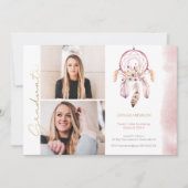 Boho Dream Catcher Gold Script Foto Abschluss Ankündigung (Vorderseite)