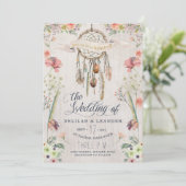 Boho Dream Catcher Hochzeit Einladung (Stehend Vorderseite)
