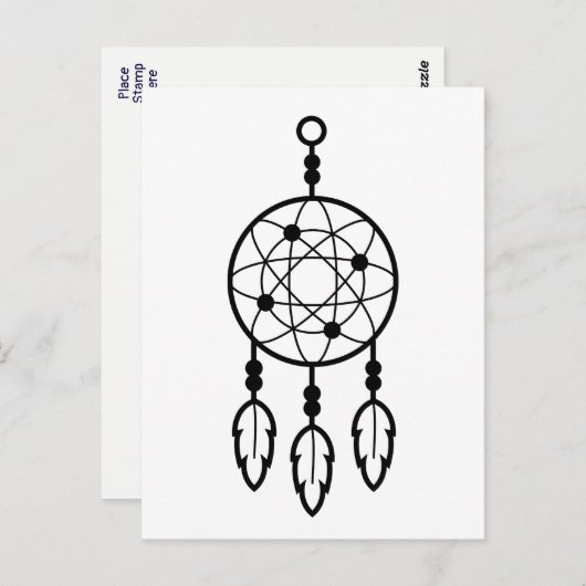 Boho Dream Catcher Native American Tribal Black Postkarte (Vorne/Hinten)