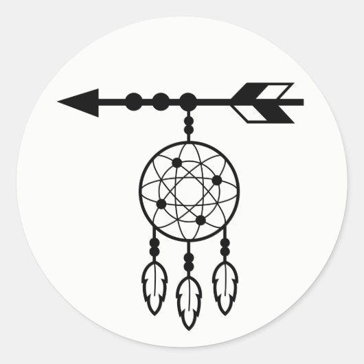 Boho Dream Catcher, Wedding Native American Tribal Runder Aufkleber (Vorderseite)