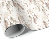 Boho Dream Catcher Wrapping Paper Ethereal Feather Geschenkpapier (Rolleneckpunkt)
