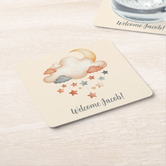 Boho Dream Cloud Baby Shower Coaster Rechteckiger Pappuntersetzer (angewinkelt)
