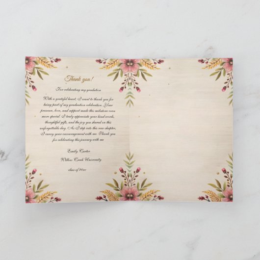 boho dreamcatcher Abschluss Danke Karte (Innenseite)