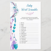 Boho Dreamcatcher Baby Dusche Word Scramble (Vorderseite)