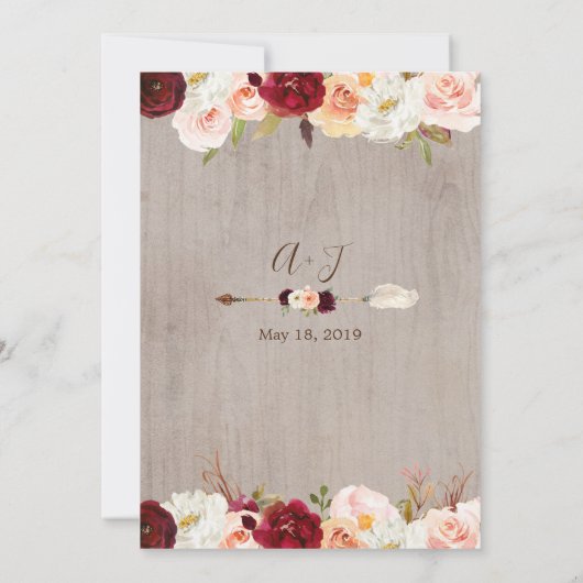Boho Dreamcatcher Blush & Peach Rose Save The Date (Rückseite)
