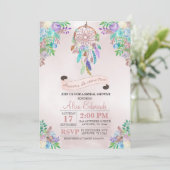 Boho Dreamcatcher Bridal Dusche Einladung (Stehend Vorderseite)