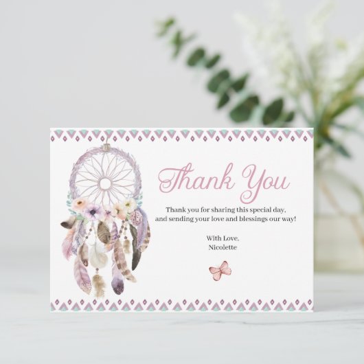 Boho Dreamcatcher Dankeschön Karte (Stehend Vorderseite)