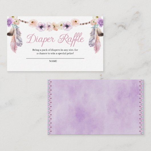 Boho Dreamcatcher Diaper Raffle Enclosure Card Begleitkarte (Vorne/Hinten)