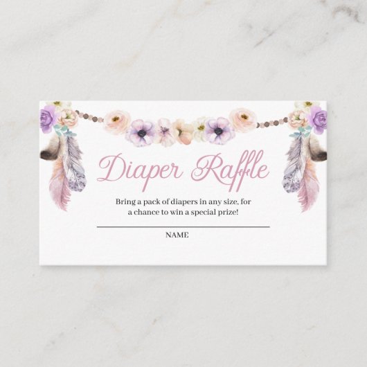 Boho Dreamcatcher Diaper Raffle Enclosure Card Begleitkarte (Vorderseite)