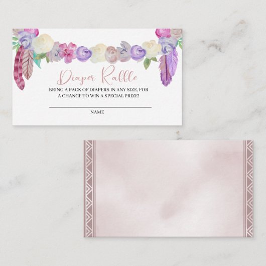 Boho Dreamcatcher Diaper Raffle Enclosure Card Begleitkarte (Vorne/Hinten)