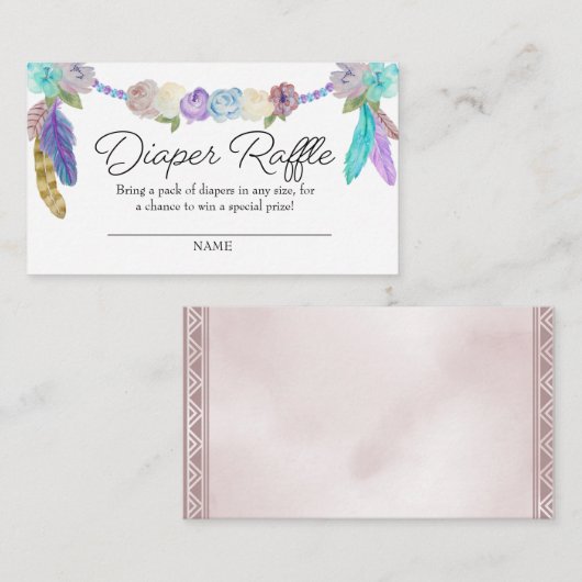 Boho Dreamcatcher Diaper Raffle Enclosure Card Begleitkarte (Vorne/Hinten)