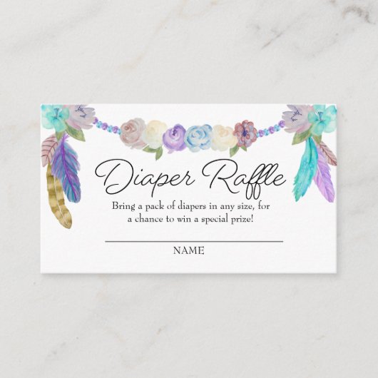 Boho Dreamcatcher Diaper Raffle Enclosure Card Begleitkarte (Vorderseite)