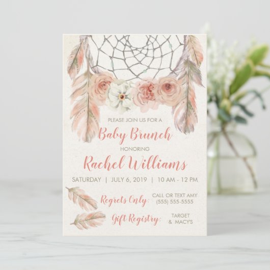 Boho Dreamcatcher Einladung (Stehend Vorderseite)