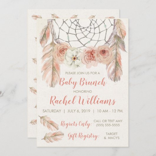 Boho Dreamcatcher Einladung (Vorne/Hinten)