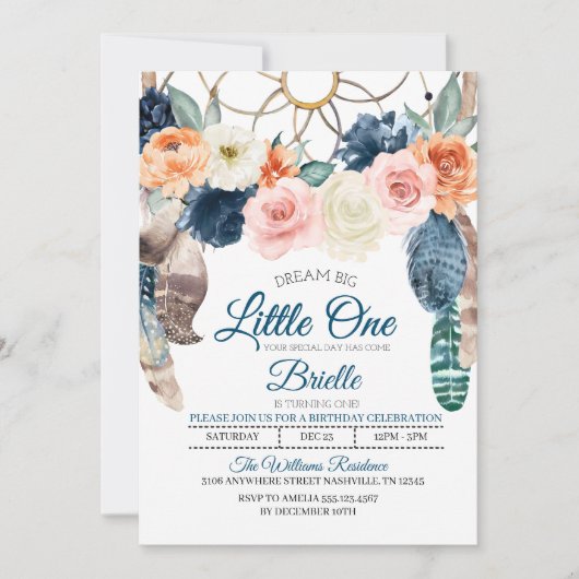 Boho Dreamcatcher Einladung zum Geburtstag (Vorderseite)