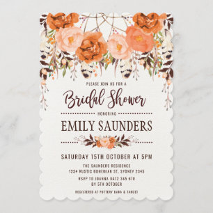 Boho Dreamcatcher Fall Floral Brautparty Einladung