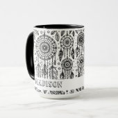 Boho Dreamcatcher Feathers Coloring Name Tasse (Vorderseite Links)