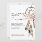 Boho Dreamcatcher Feathers Pampas Tropical Floral Einladung (Vorderseite)