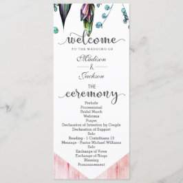 Boho Dreamcatcher & Feathers Pink Wedding Program Programm