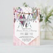 Boho Dreamcatcher & Feathers Wedding Empfang Begleitkarte (Stehend Vorderseite)