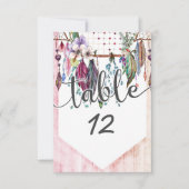 Boho Dreamcatcher & Feathers Wedding Tischnummern (Vorderseite)