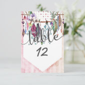 Boho Dreamcatcher & Feathers Wedding Tischnummern (Stehend Vorderseite)