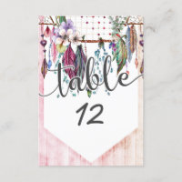 Boho Dreamcatcher & Feathers Wedding Tischnummern