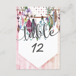 Boho Dreamcatcher & Feathers Wedding Tischnummern