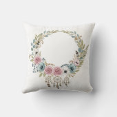 Boho Dreamcatcher Floral Wreath Watercolor Kissen (Rückseite)