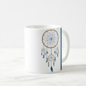 Boho Dreamcatcher Four Web Blue Feathers Kaffeetasse (VorderseiteRechts)