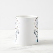 Boho Dreamcatcher Four Web Blue Feathers Kaffeetasse (Mittel)
