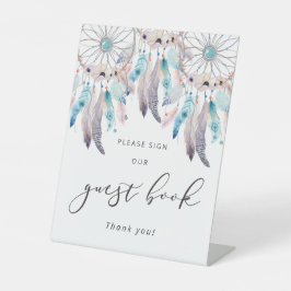 Boho Dreamcatcher Gästebuch-Zeichen für Babydusche Sockelschild