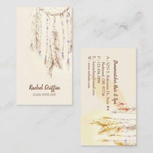 Boho Dreamcatcher Haar Stylist oder Therapeut Visitenkarte (Vorne/Hinten)