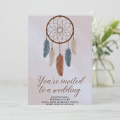 Boho Dreamcatcher Hochzeitseinladung | Rustikale B Einladung (Stehend Vorderseite)