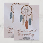 Boho Dreamcatcher Hochzeitseinladung | Rustikale B Einladung (Vorne/Hinten)